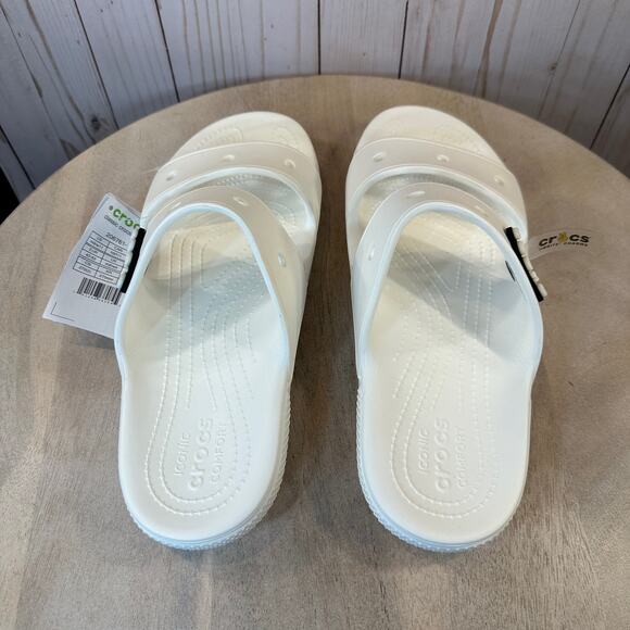 Crocs Classic Mens Slides Size 9 Womens 11 Slip On Sandals White 206761-100 NEW - Picture 10 of 14